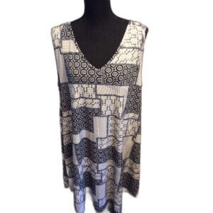 Plus size 2X Stretch sleeveless Dress Shift Navy White SJS